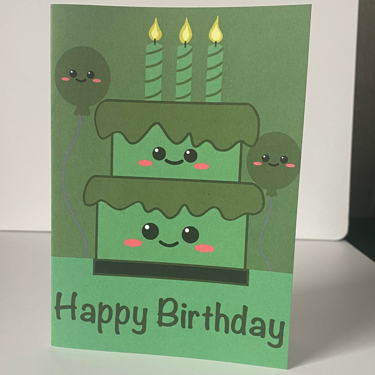 Kawaii Birthday Cake Card