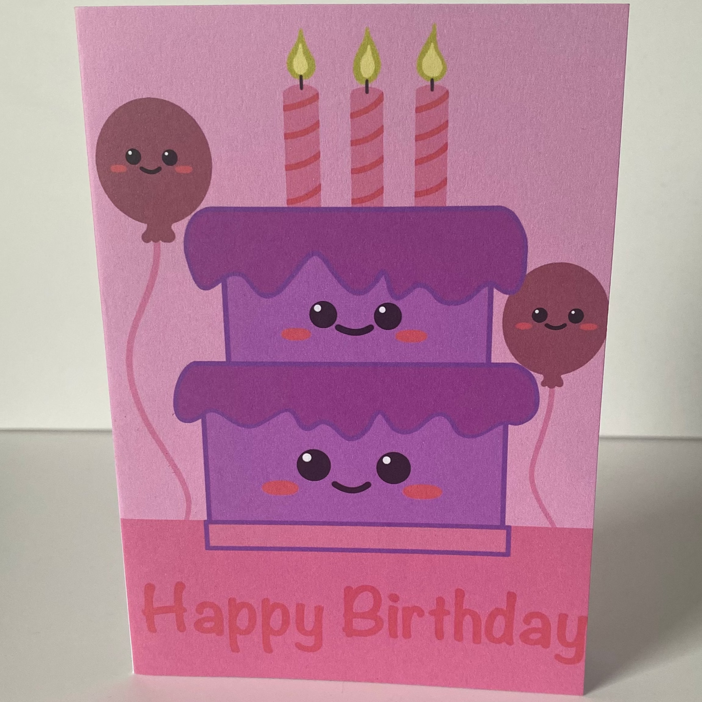 Kawaii Birthday Cake Card