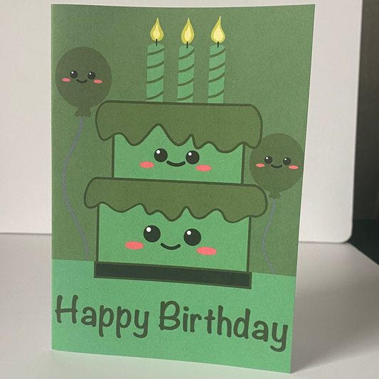 Kawaii Birthday Cake Card